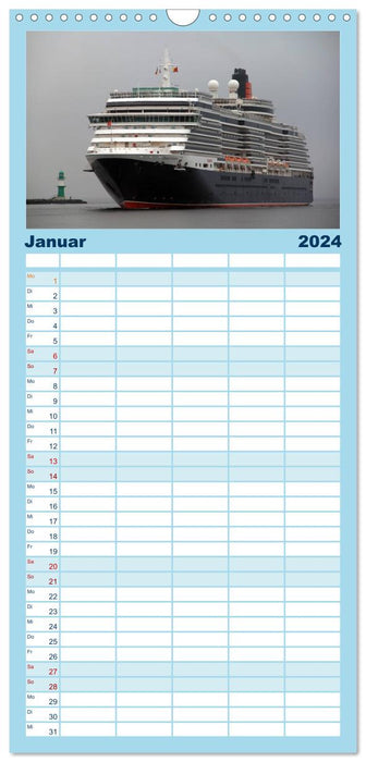 Cruiseliner in Warnemünde (CALVENDO Familienplaner 2024)