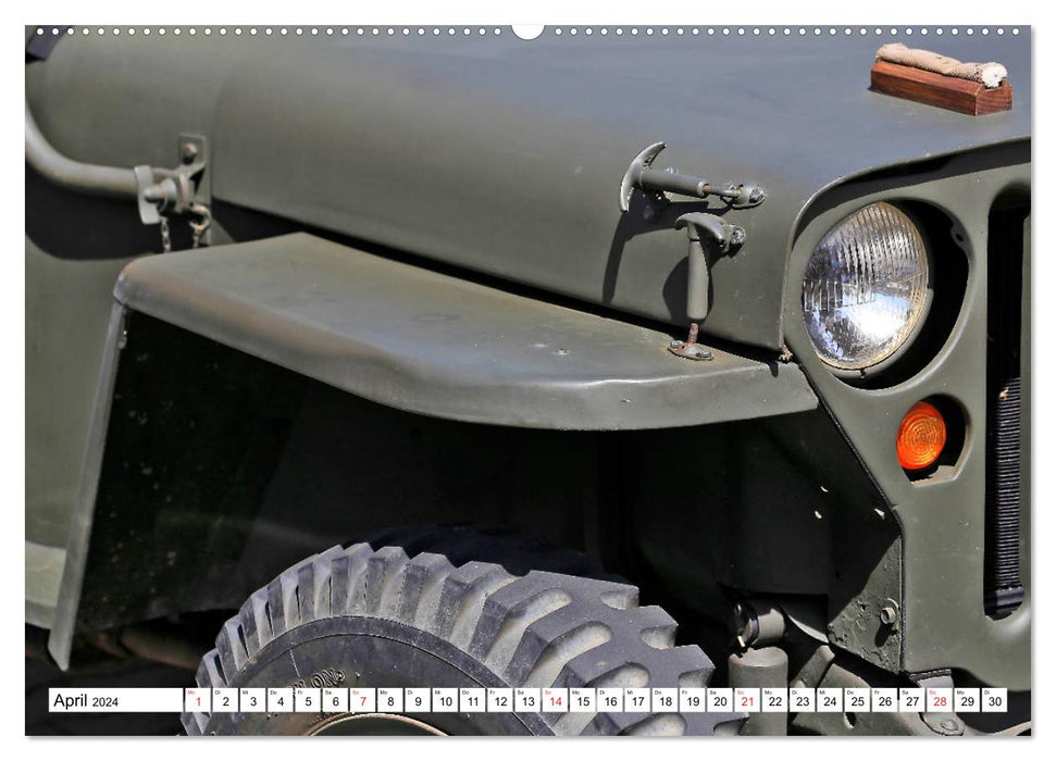 Willys Jeep im Detail vom Frankfurter Taxifahrer Petrus Bodenstaff (CALVENDO Wandkalender 2024)
