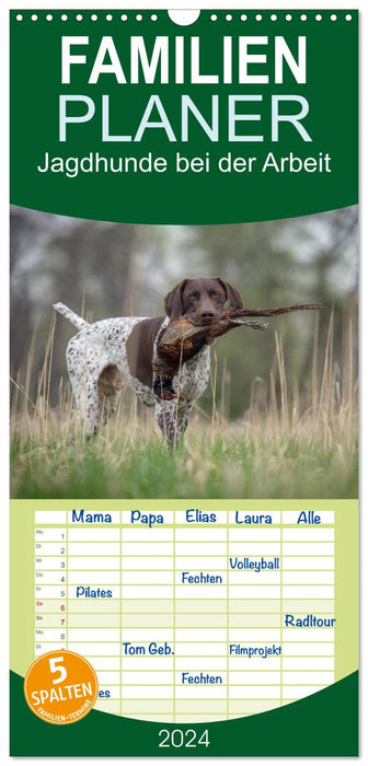 Les chiens de chasse au travail (Agenda familial CALVENDO 2024) 