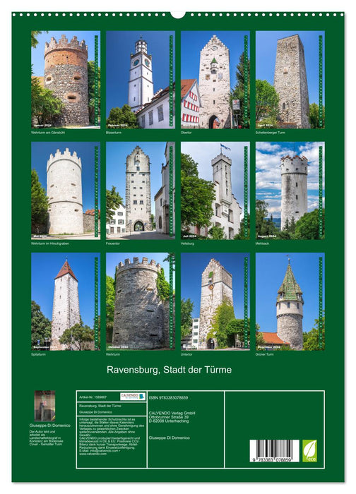 Ravensburg, Stadt der Türme (CALVENDO Premium Wandkalender 2024)