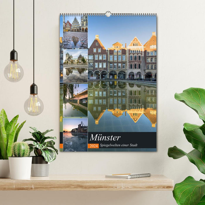Münster - Spiegelwelten einer Stadt (CALVENDO Wandkalender 2024)
