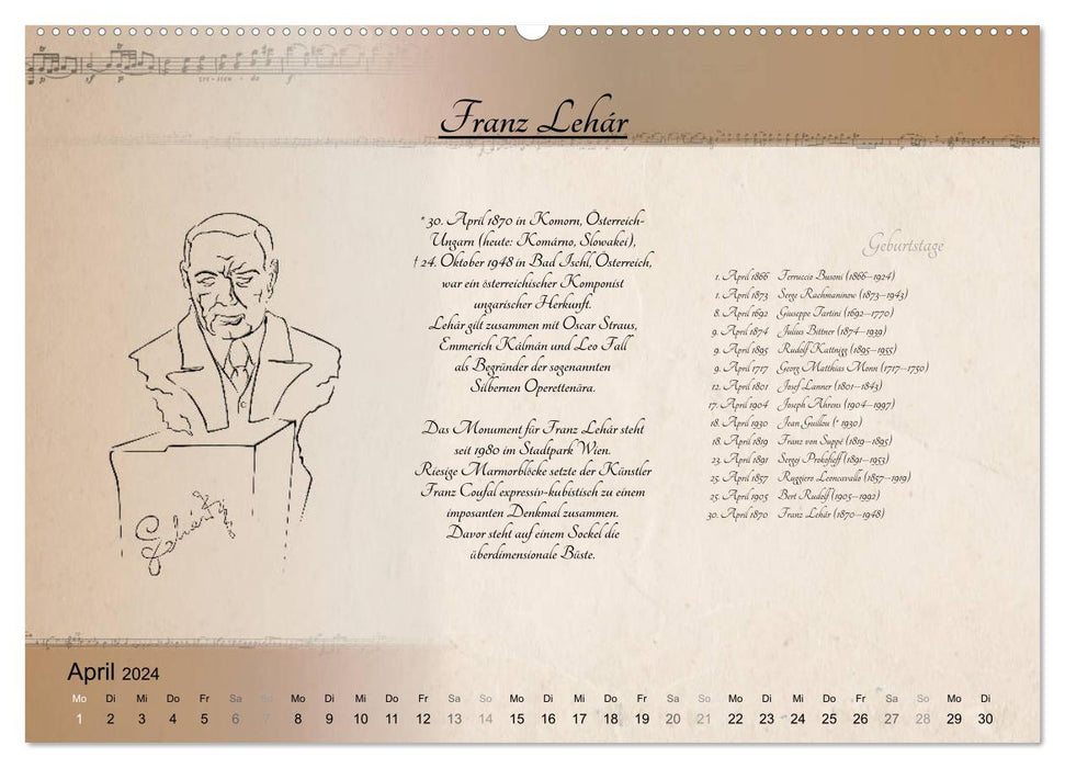 From Mozart to Beethoven (CALVENDO Premium Wall Calendar 2024) 