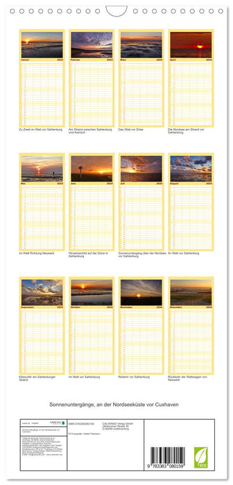 Couchers de soleil sur la côte de la mer du Nord devant Cuxhaven (Planificateur familial CALVENDO 2024) 