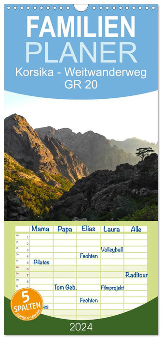 Corse - sentier de grande randonnée GR 20 (agenda familial CALVENDO 2024) 