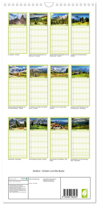 Südtirol - Gröden und Alta Badia (CALVENDO Familienplaner 2024)