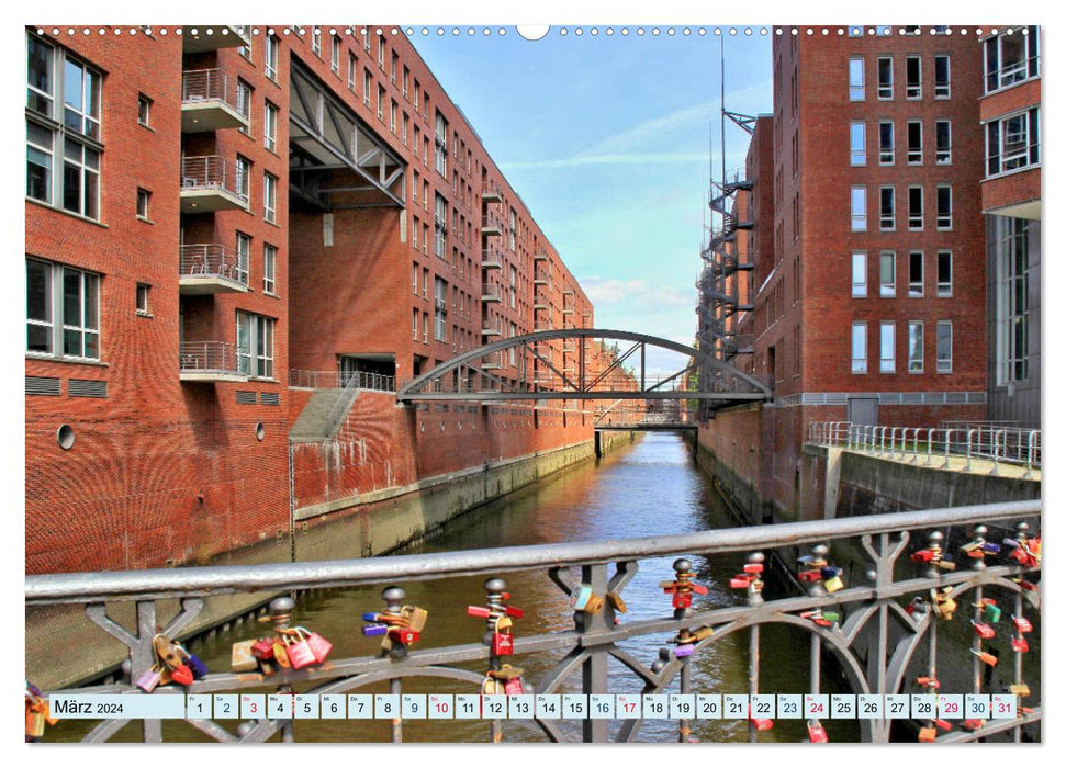 Hamburg - Ein Tag in der Speicherstadt (CALVENDO Premium Wandkalender 2024)