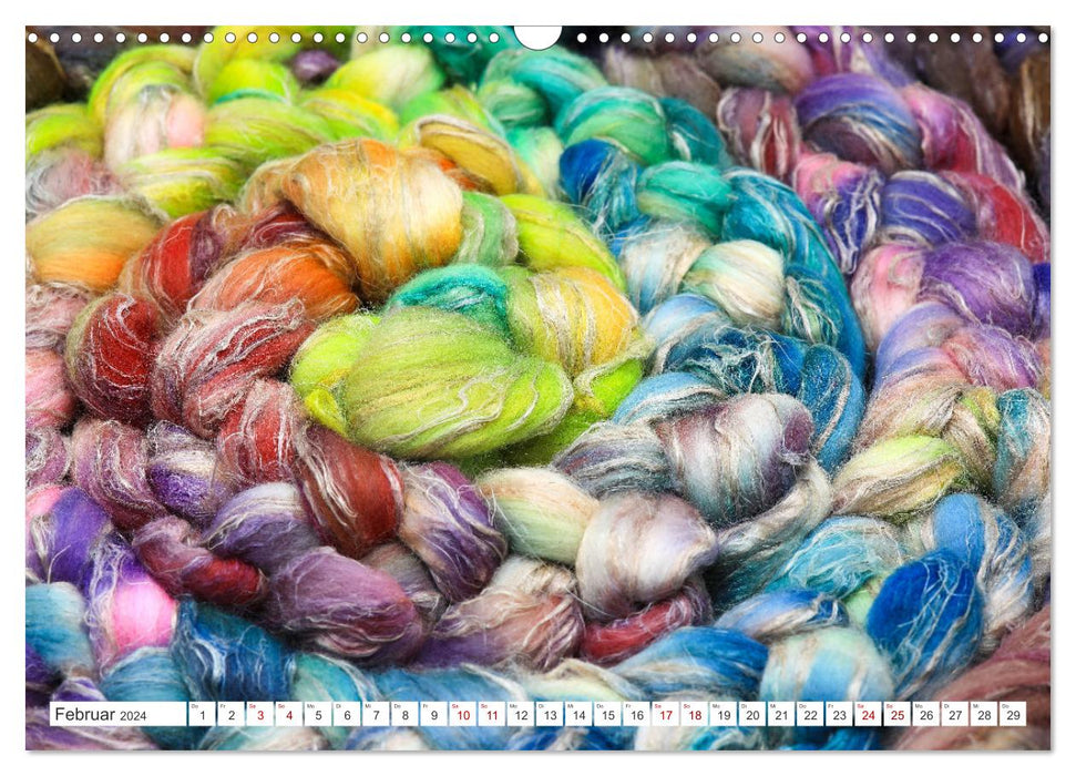 Addicted to Wool - Calendrier pour les amateurs de filage de la laine (Calendrier mural CALVENDO 2024) 