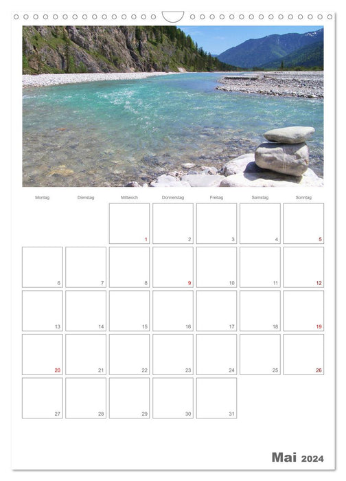 Alpenflüsse - Ammer, Isar, Lech und Loisach (CALVENDO Wandkalender 2024)
