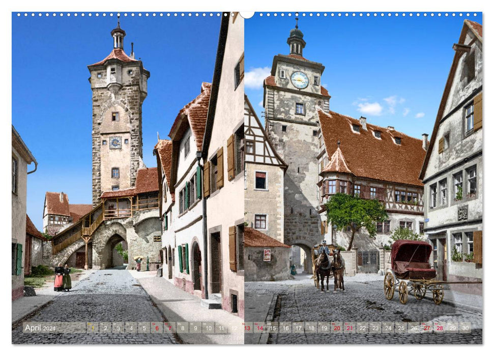 Rothenburg ob der Tauber vers 1900 - photos récemment restaurées et colorées en détail. (Calendrier mural CALVENDO Premium 2024) 