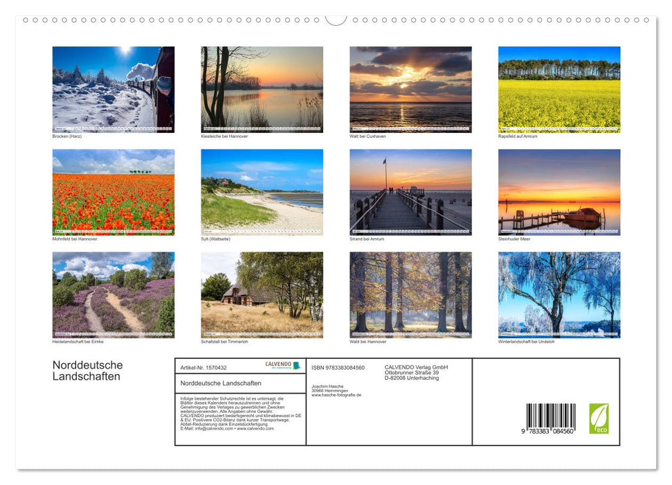 Norddeutsche Landschaften (CALVENDO Premium Wandkalender 2024)