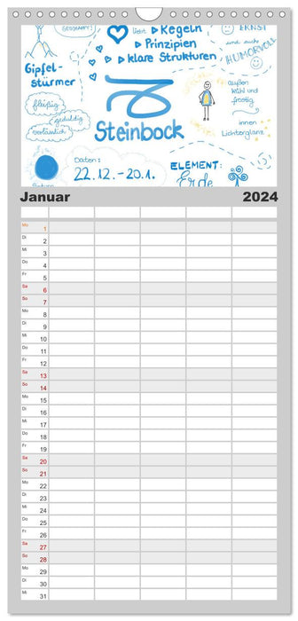 Sternzeichen-Kalender (CALVENDO Familienplaner 2024)