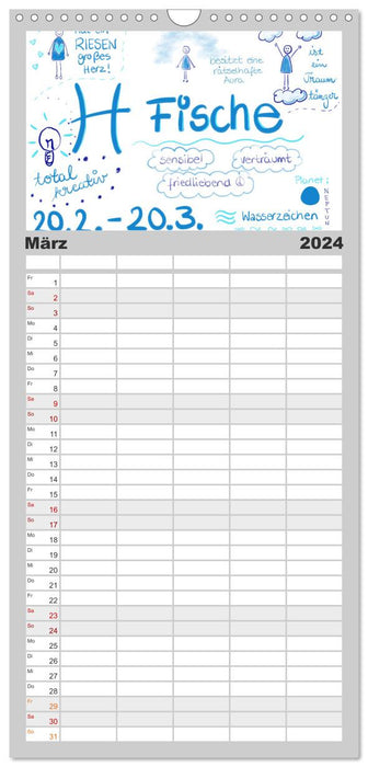 Sternzeichen-Kalender (CALVENDO Familienplaner 2024)