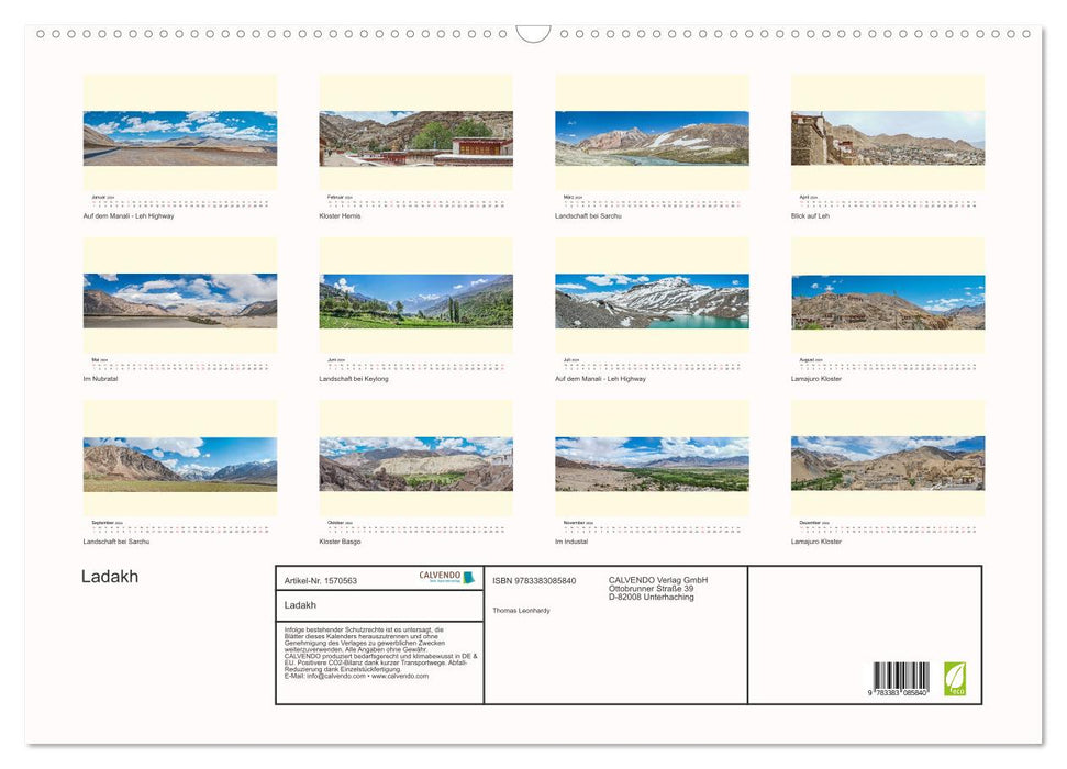 Ladakh - panoramas de paysages (Calendrier mural CALVENDO 2024) 