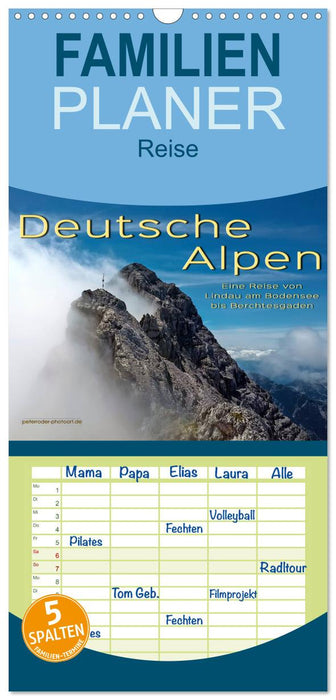 Deutsche Alpen, eine Reise von Lindau am Bodensee bis Berchtesgaden (CALVENDO Familienplaner 2024)
