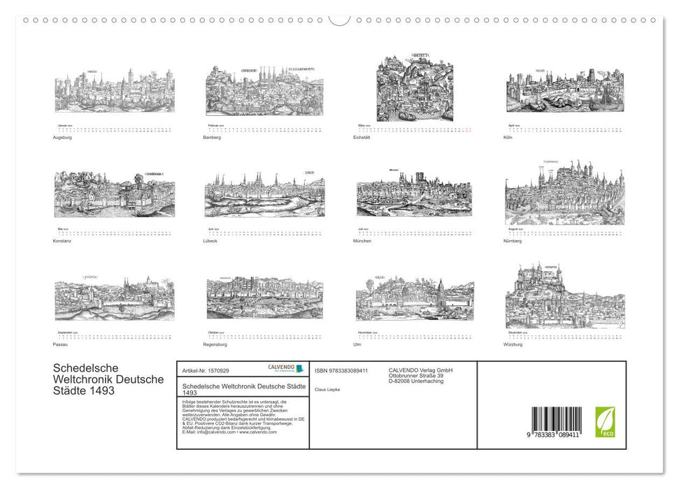 Schedelsche Weltchronik Deutsche Städte 1493 (CALVENDO Premium Wandkalender 2024)