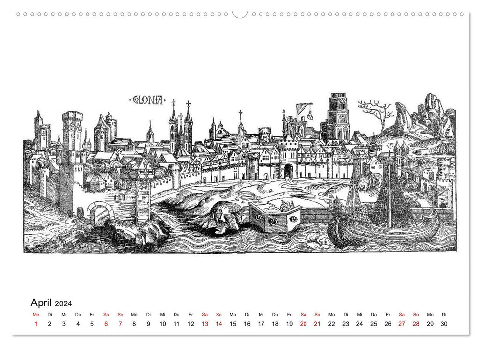 Schedel World Chronicle Villes allemandes 1493 (Calvendo Premium Calendrier mural 2024) 