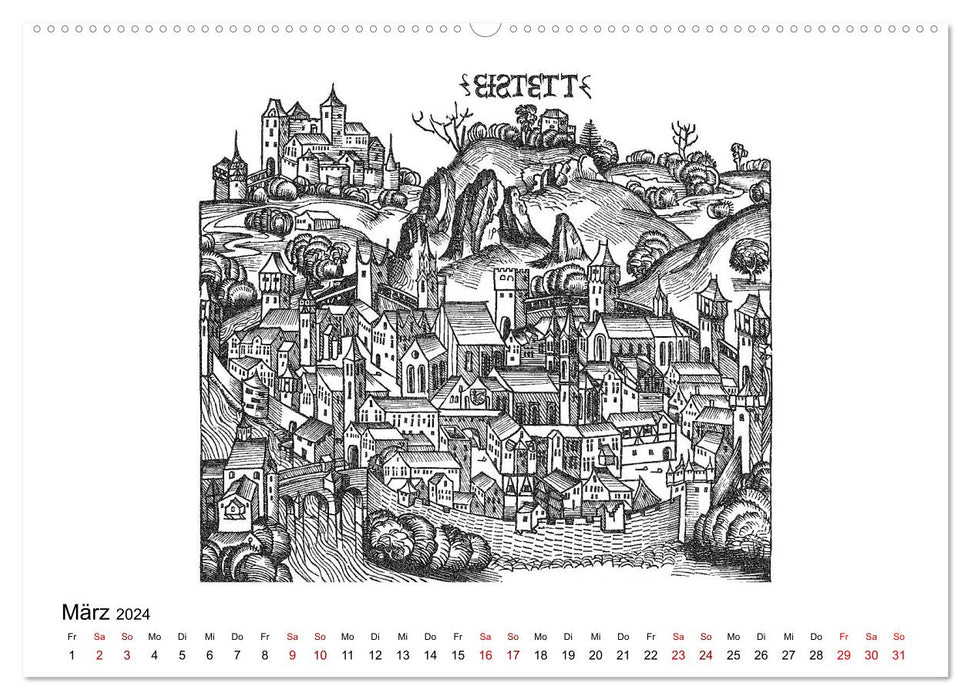 Schedel World Chronicle Villes allemandes 1493 (Calendrier mural CALVENDO 2024) 