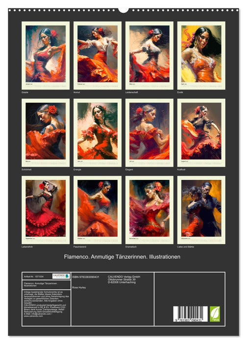 Flamenco. Des danseurs gracieux. Illustrations (Calendrier mural CALVENDO Premium 2024) 