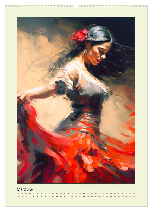 Flamenco. Anmutige Tänzerinnen. Illustrationen (CALVENDO Premium Wandkalender 2024)