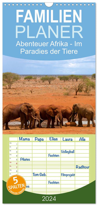 Abenteuer Afrika - Im Paradies der Tiere (CALVENDO Familienplaner 2024)