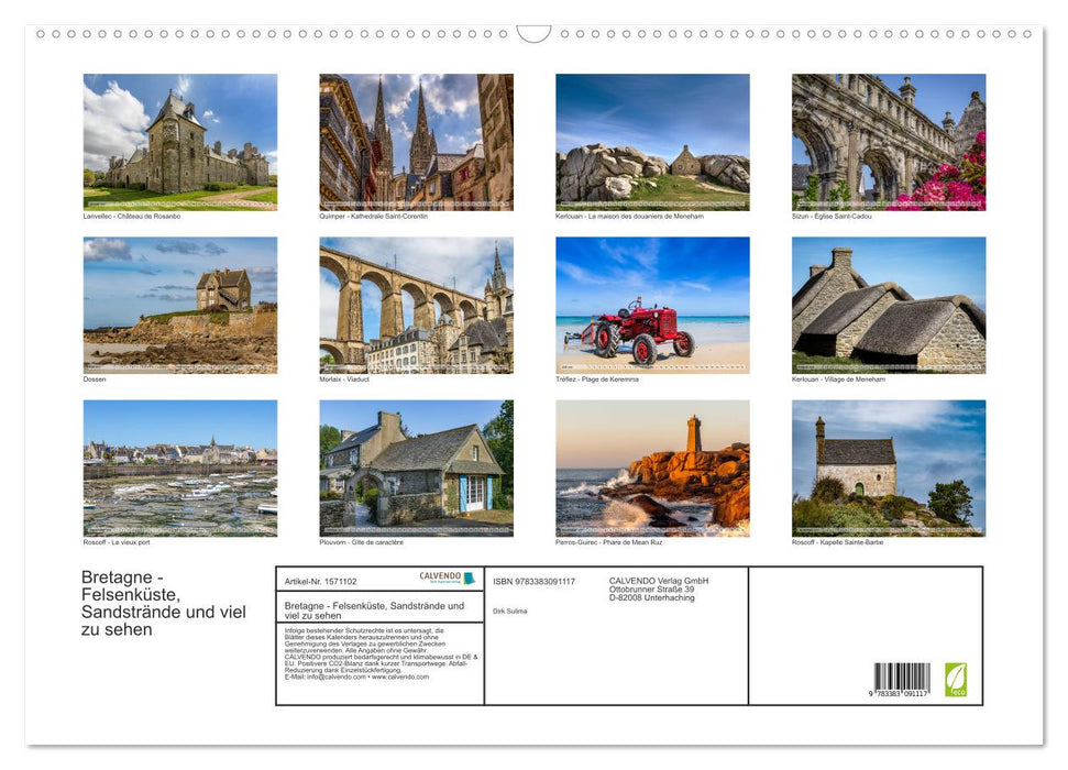 Bretagne - Felsenküste, Sandstrände und viel zu sehen (CALVENDO Wandkalender 2024)