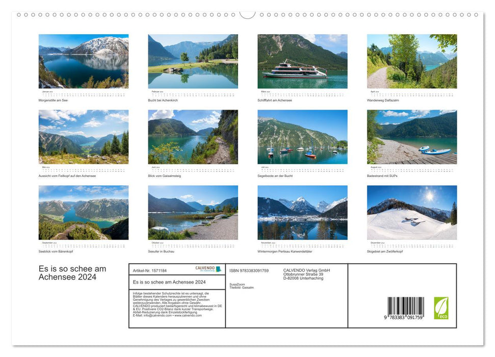 Es is so schee am Achensee 2024 (CALVENDO Premium Wandkalender 2024)