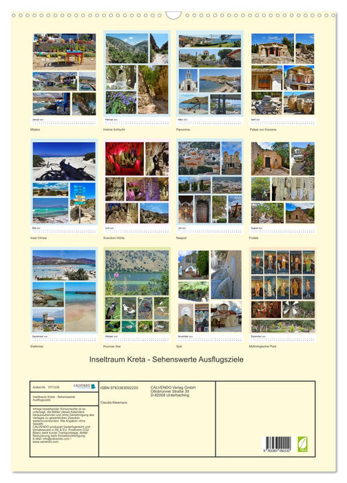 Île de rêve Crète - destinations d'excursion intéressantes (calendrier mural CALVENDO 2024) 