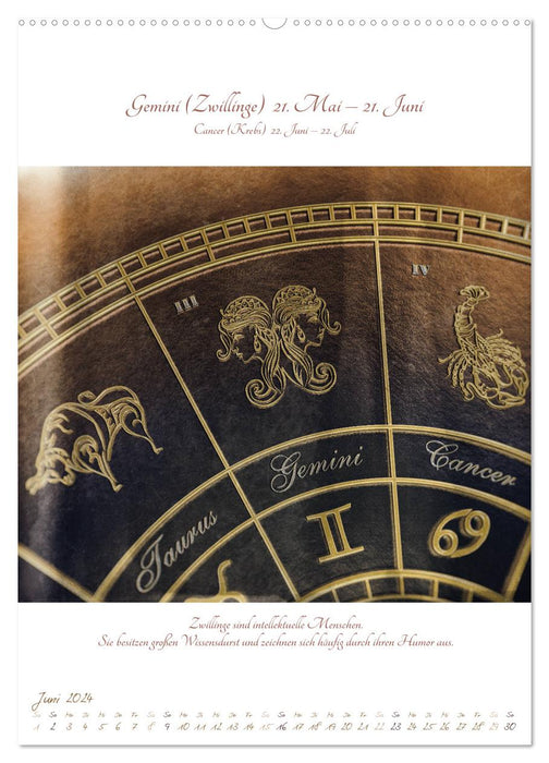 Zodiaque - Les signes du zodiaque au cours de l'année (Calendrier mural CALVENDO 2024) 