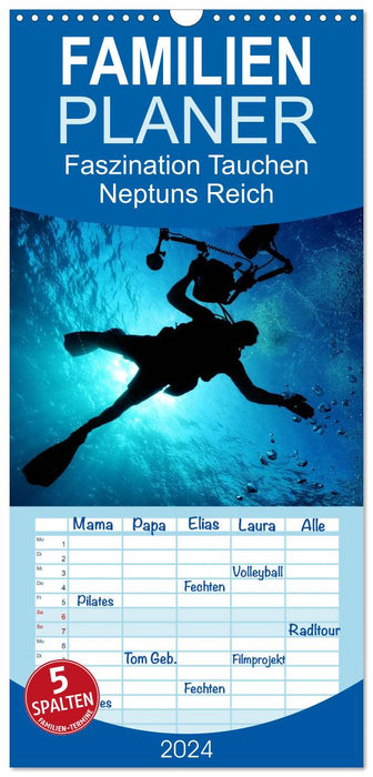La fascination de la plongée - Le royaume de Neptune (Agenda familial CALVENDO 2024) 