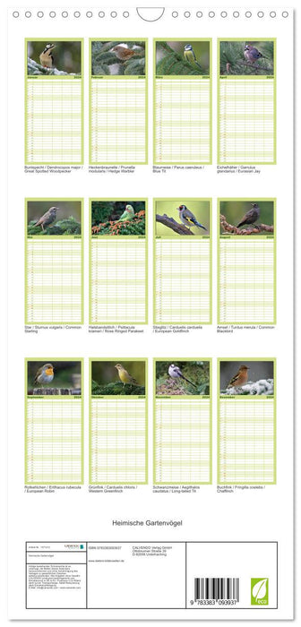Oiseaux du jardin local (Agenda familial CALVENDO 2024) 