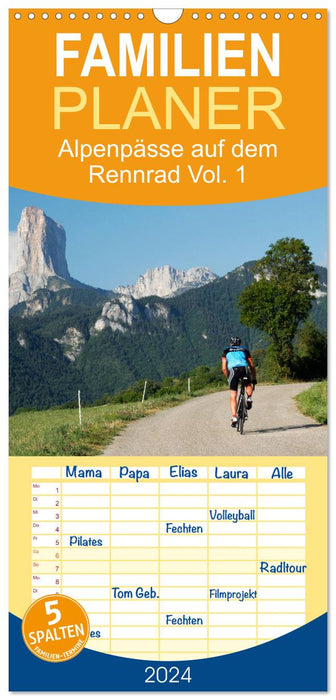 Les cols alpins sur le vélo de course Vol.1 (Planificateur familial CALVENDO 2024) 
