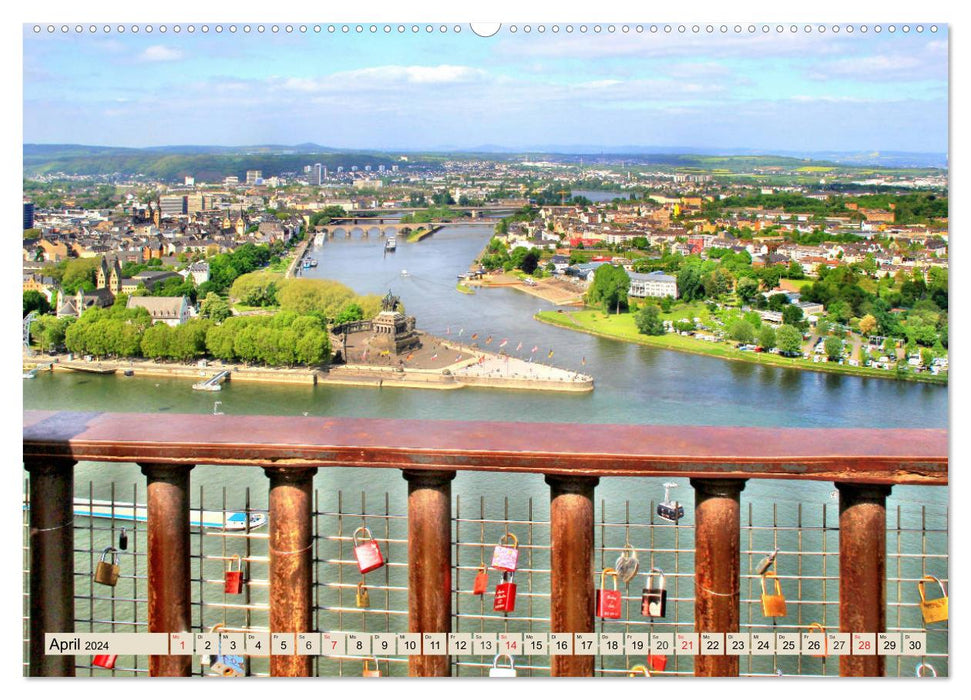 Koblenz - Festung Ehrenbreitstein und das Deutsche Eck (CALVENDO Premium Wandkalender 2024)