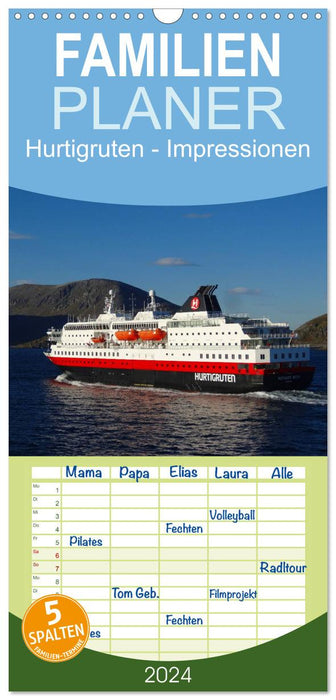 Impressions de Norvège le long du Hurtigruten (Agenda familial CALVENDO 2024) 