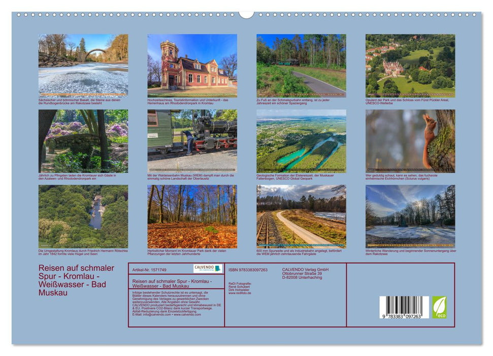 Reisen auf schmaler Spur - Kromlau - Weißwasser - Bad Muskau (CALVENDO Premium Wandkalender 2024)