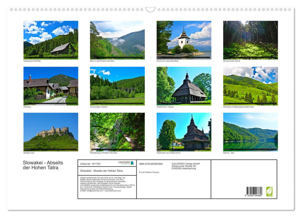 Slovaquie - Loin des Hautes Tatras (Calendrier mural CALVENDO 2024) 