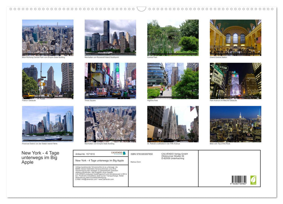 New York - 4 Tage unterwegs im Big Apple (CALVENDO Wandkalender 2024)