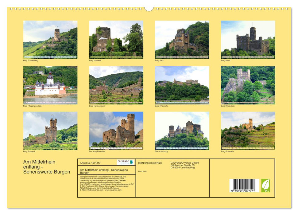 Am Mittelrhein entlang - Sehenswerte Burgen (CALVENDO Premium Wandkalender 2024)