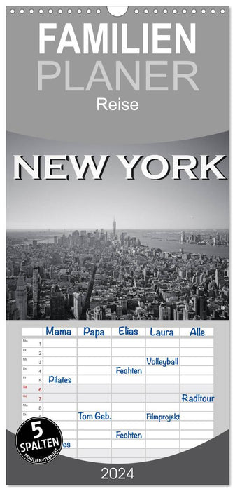 New York en noir et blanc (Agenda familial CALVENDO 2024) 