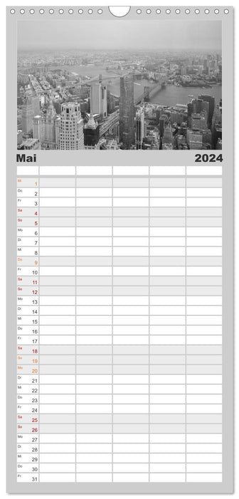 New York en noir et blanc (Agenda familial CALVENDO 2024) 