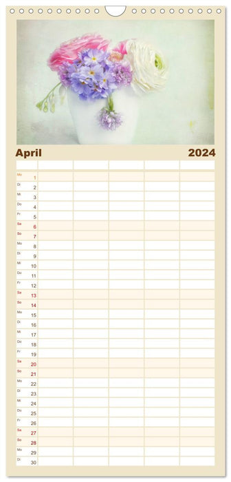 Fleurs vintage (Agenda familial CALVENDO 2024) 