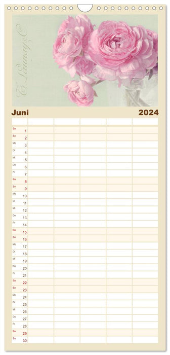 Fleurs vintage (Agenda familial CALVENDO 2024) 
