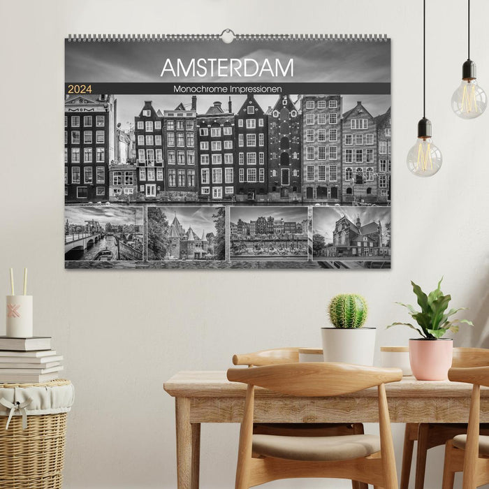 AMSTERDAM Monochrome Impressionen (CALVENDO Wandkalender 2024)