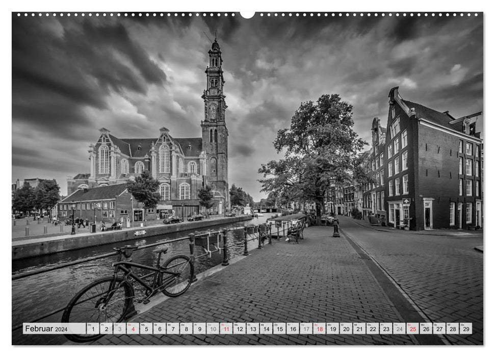 AMSTERDAM Monochrome Impressionen (CALVENDO Wandkalender 2024)