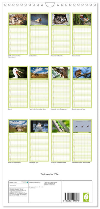 Tierkalender 2024 (CALVENDO Familienplaner 2024)