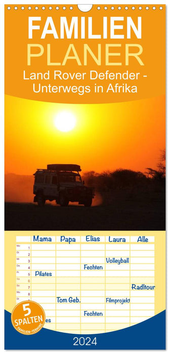 Land Rover Defender - Unterwegs in Afrika (CALVENDO Familienplaner 2024)