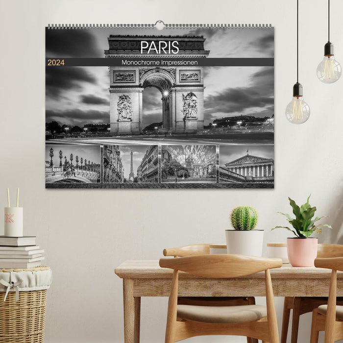 PARIS Monochrome Impressionen (CALVENDO Wandkalender 2024)