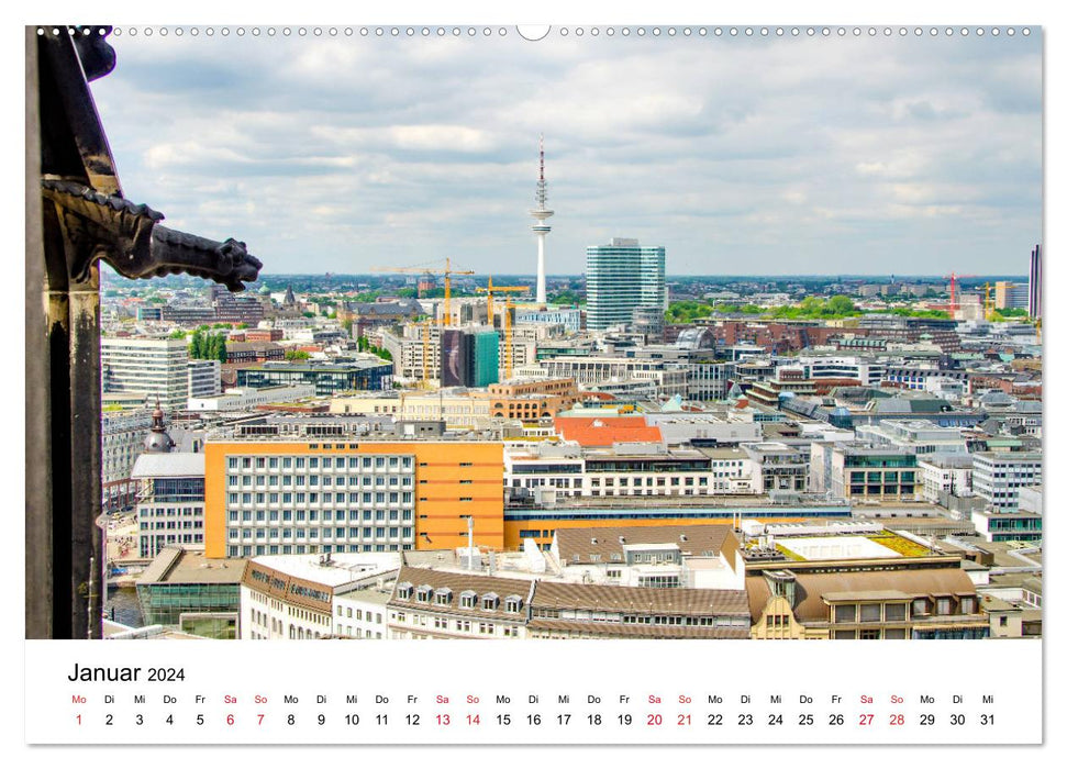 Hamburg - facettenreiche Metropole (CALVENDO Premium Wandkalender 2024)