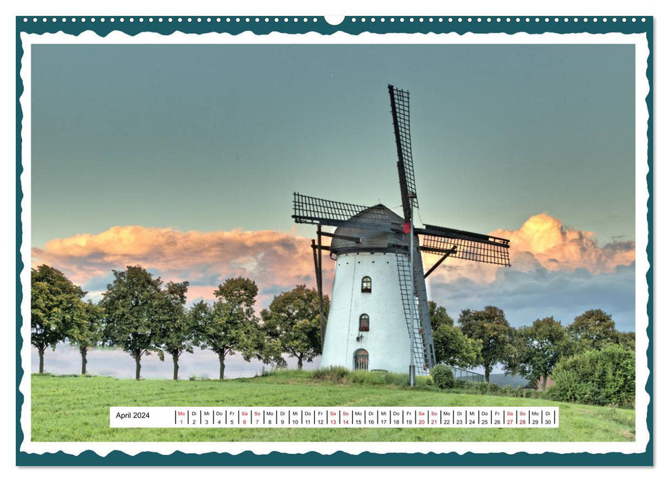 Die schönsten Windmühlen am Niederrhein (CALVENDO Wandkalender 2024)