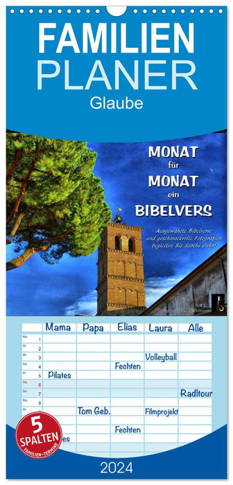 Monat für Monat ein Bibelvers (CALVENDO Familienplaner 2024)
