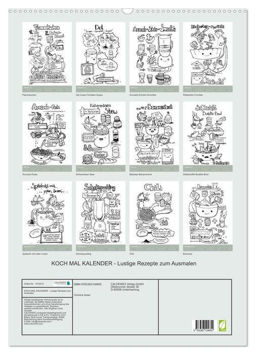 KOCH MAL KALENDER - Lustige Rezepte zum Ausmalen (CALVENDO Wandkalender 2024)
